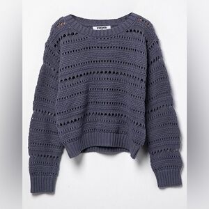 RSQ solid open weave crewneck sweater Girls XL